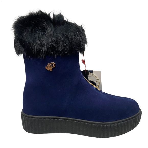 Pajar Navy Celia Suede Ankle Booties - Picture 3 of 9